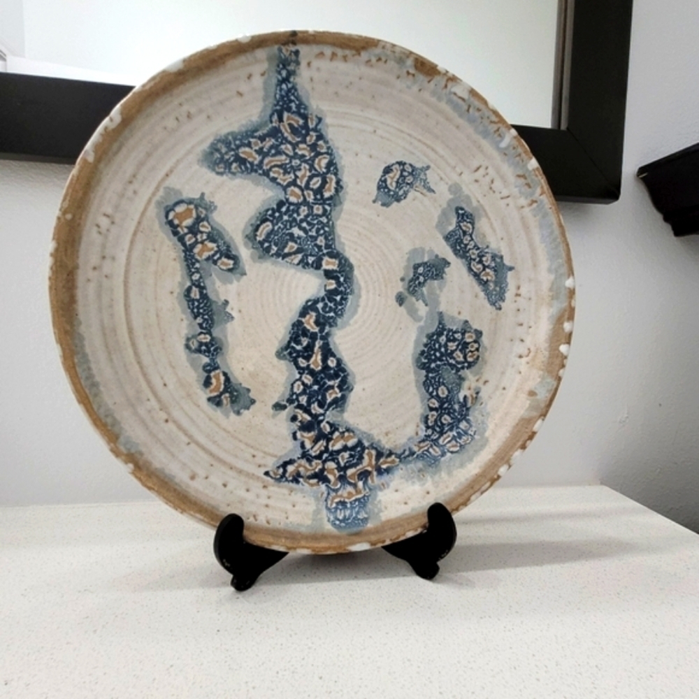 Rare ceramic Large stoneware abstract poterey plate